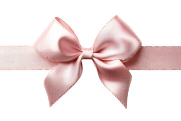 Elegant pink satin ribbon bow on white background