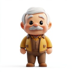 Fototapeta premium Cute 3D Cartoon Character of an Older Man in Vibrant Style
