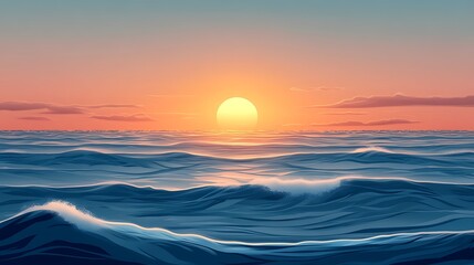 Obraz premium Ocean Waves Sunset Peaceful Serene Seascape