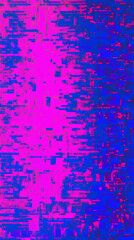 A blue and pink background with a blurry, pixelated look