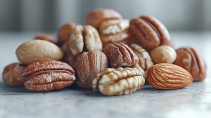 Mixed nuts on kitchen counter, close-up food shot