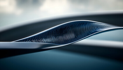 Abstract close-up of a sleek, curved automotive design element featuring intricate textured details.  Perfect for showcasing automotive innovation and design concepts.