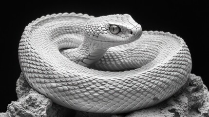 Fototapeta premium Majestic Albino Rattlesnake in Black and White Photography