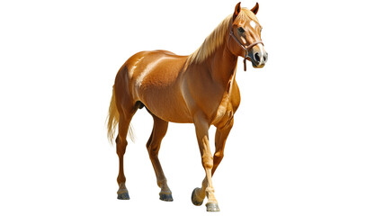 Fototapeta premium Graceful chestnut horse walking outside