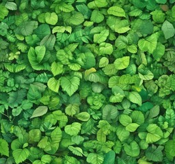 Obraz premium Illlustration of green environment with fresh leaves.