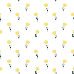seamless pattern with yellow tulips 