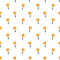 seamless pattern with orange flowers