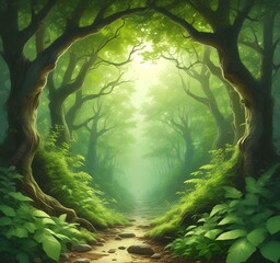 Illlustration of green environment with fresh leaves.