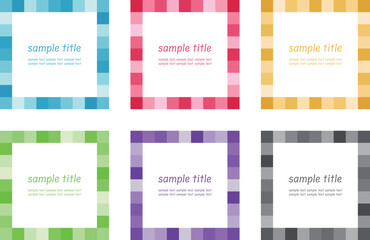 Fototapeta premium ランダムなグラデーションカラーのブロックの四角いフレーム ベクターのあしらいセット