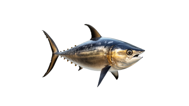 Swimming tuna fish in a clean blue backdrop