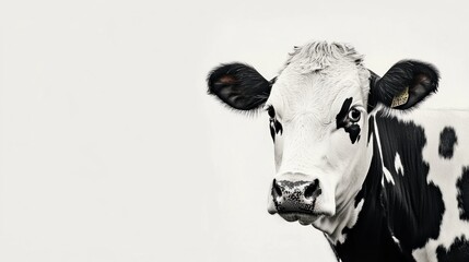 Dairy cow portrait, farm, white background, agriculture