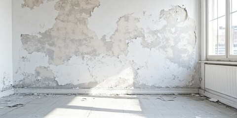 Peeling Paint on Empty Room with Sunlight