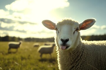 Obraz premium portrait sheep in the field