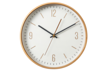 Oval wooden wall clock isolated with transparent background