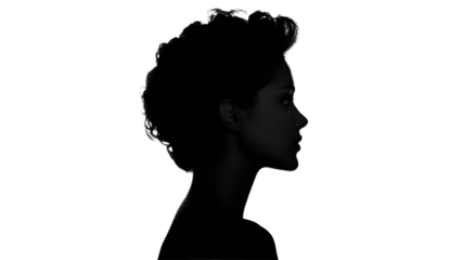 Curly haired womans elegant silhouette