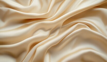 Fototapeta premium Creamy silk fabric drapes, studio shot, textured background, design element