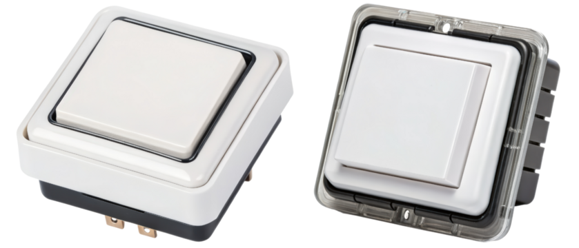 Two white light switches isolated with transparent background