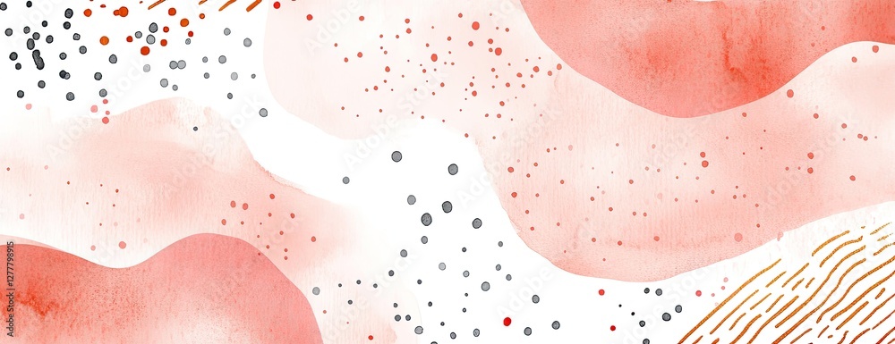 Poster abstract watercolor design with dots and lines