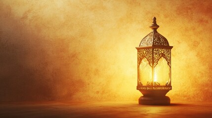 Ornate Golden Lantern Illuminating a Dark Background