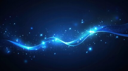 Obraz premium Glowing abstract circle lines create a futuristic design on dark blue background