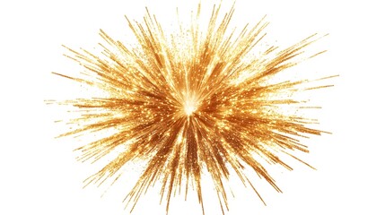 Obraz premium Golden Sparkler Fireworks Explosion on White Background