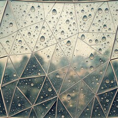 Captivating Raindrops on Geometric Glass Urban Landscape Macro Photography Soft Light Abstract Beauty