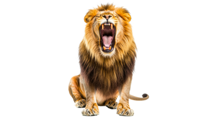 Majestic lion roaring with impressive presence