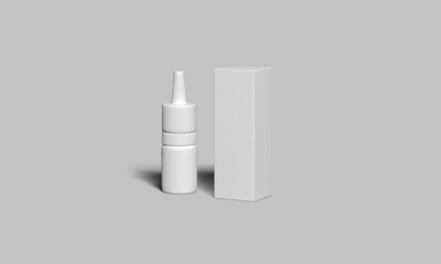 White plastic dropper bottle with box mockup