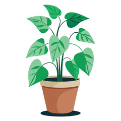 minimal vector Pothos plant on pot-design illustration