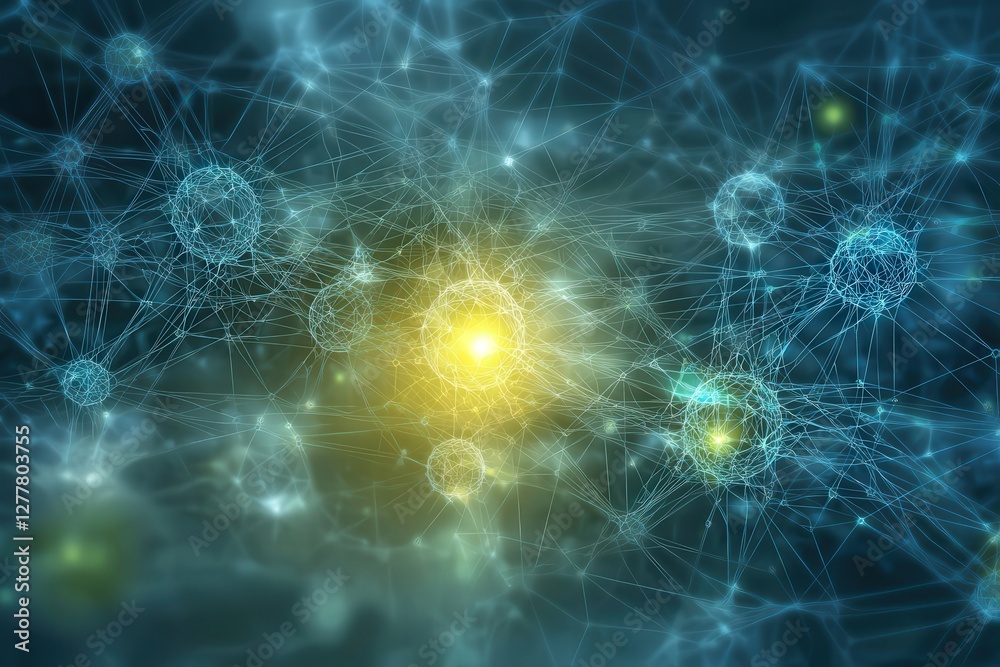 Wall mural a vibrant background filled with abstract digital connections and neural pathways.