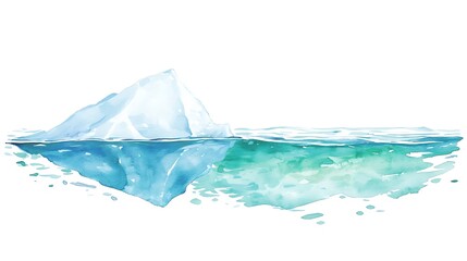 Obraz premium Watercolor Painting of an Iceberg and Ocean Water.