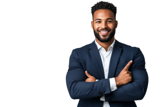 Confident man smiling in a professional suit