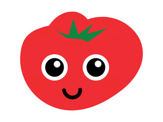 Obraz premium Funny, nice, cute cartoon smiling, happy tomato. Vector illustration. 