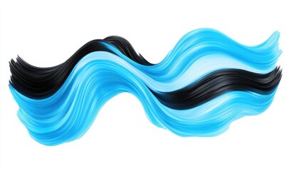 Obraz premium Abstract waves of blue and black paint flowing gracefully across a white background, evoking motion