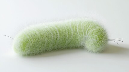 Fluffy green creature on white background; scientific illustration