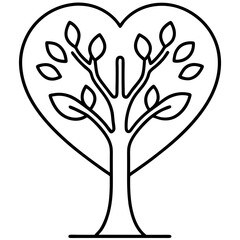 Simple Love Tree in Line Art