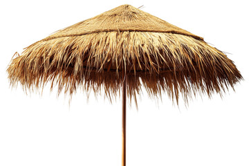 Thatched umbrella provides shade at tropical beach