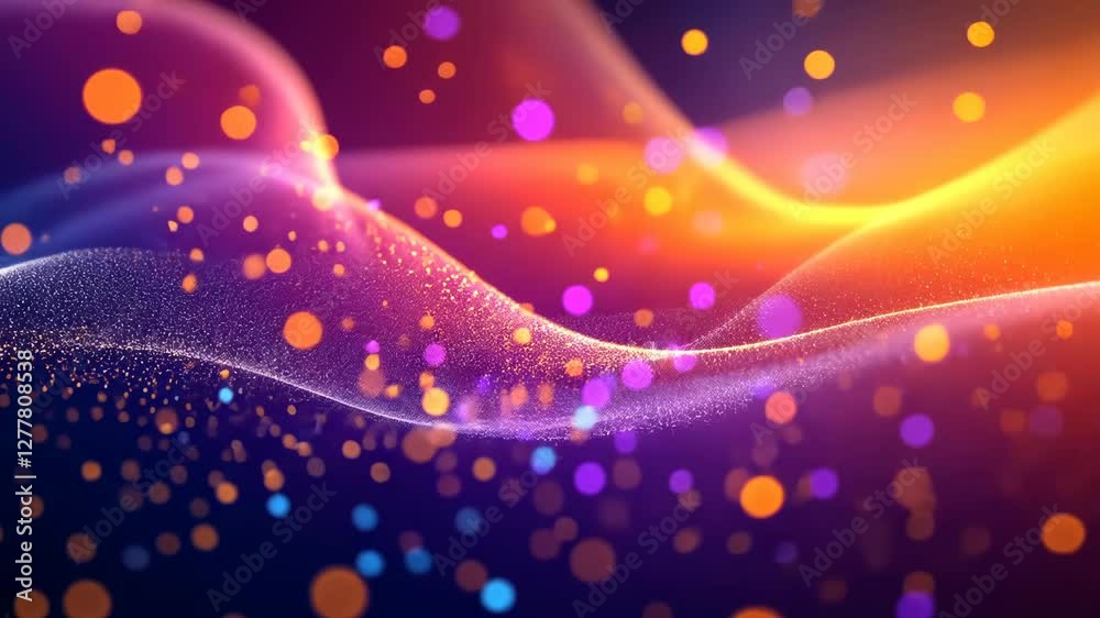Poster vibrant abstract waveforms with dynamic light transitions and colorful motion