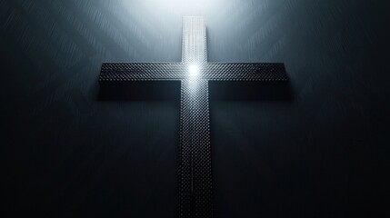 Naklejka premium Illuminated Textured Cross on Dark Background
