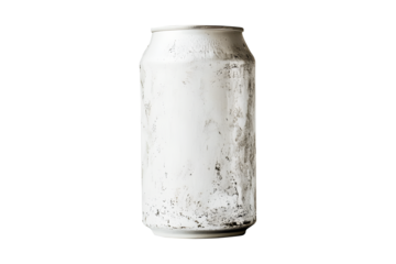 Aluminum silver soda can dirty isolated on cut out PNG or transparent background. Realistic bottle drink template pattern. Composition suitable for advertising and brand purposes.