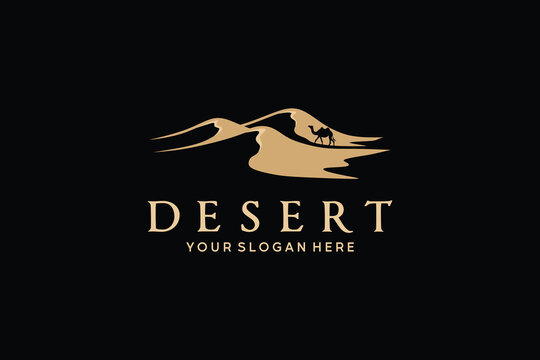 Vector illustration of desert logo design on black background