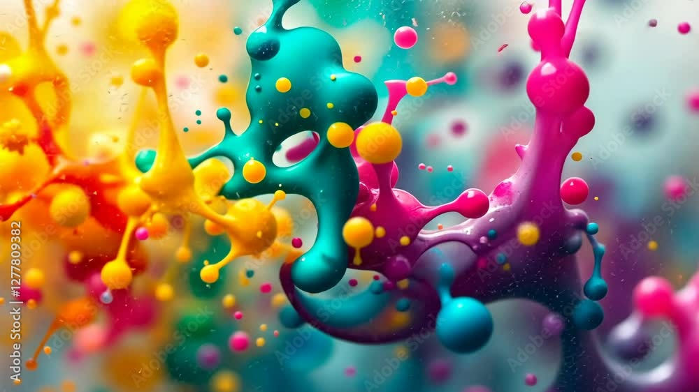 Poster vibrant liquid splashes in dynamic motion captured in highresolution art sequence