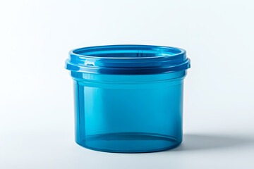 Blue clear plastic container filled chemical with sturdy design featuring clear label space on background light and shadow. Perfect for industrial and product focused visuals. For product. 