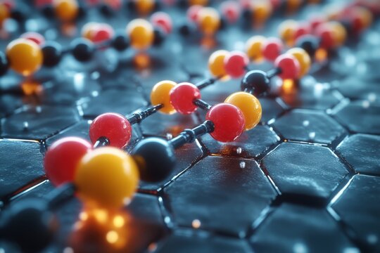 Molecular structure of vibrant atoms on hexagonal surface