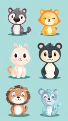 Fototapeta premium Cute and Colorful Cartoon Animals for Kids Illustration