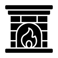 Christmas Fireplace Solid Icon