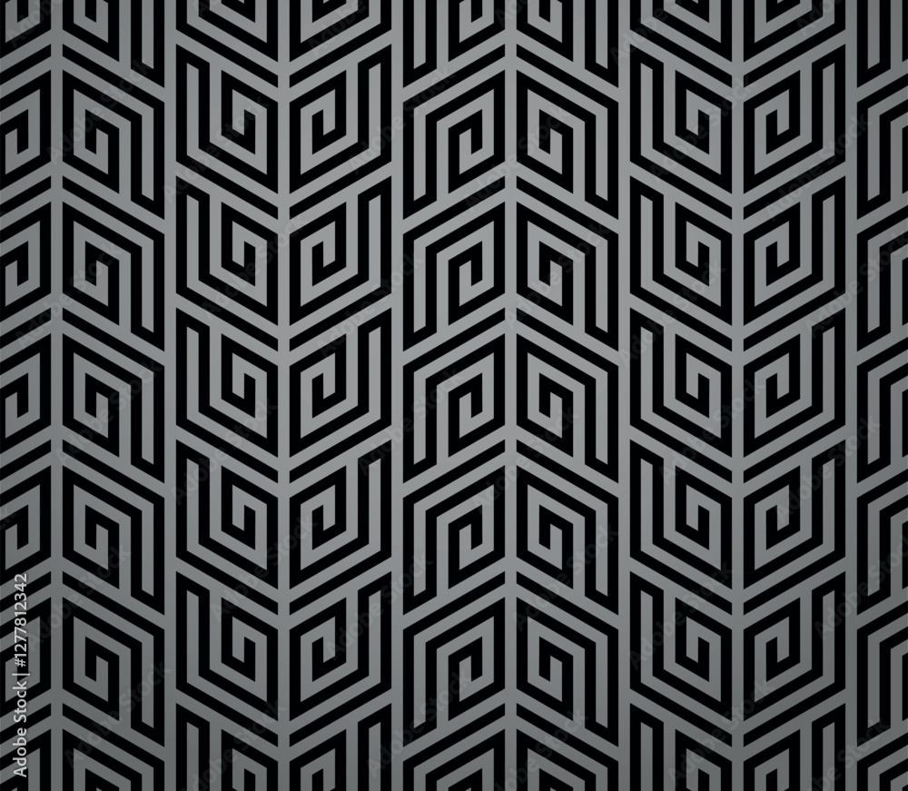 Poster Abstract geometric pattern. A seamless vector background. Gray and black ornament. Graphic modern pattern. Simple lattice graphic design