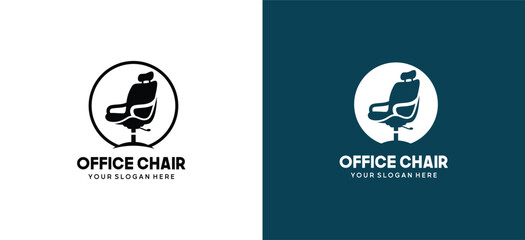 Vector illustration of office chair silhouette logo design with headrest