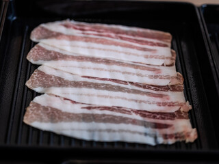 Sliced beeff or shabu or Japanese hot pot on black tray