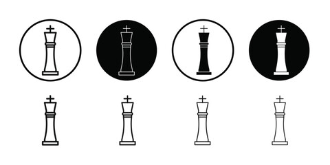 Chess king icon Vector flat thin line illustration